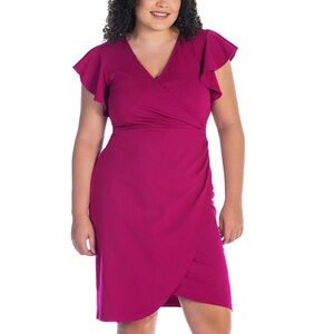 24Seven Plus Size V-neck Knee Length Dress